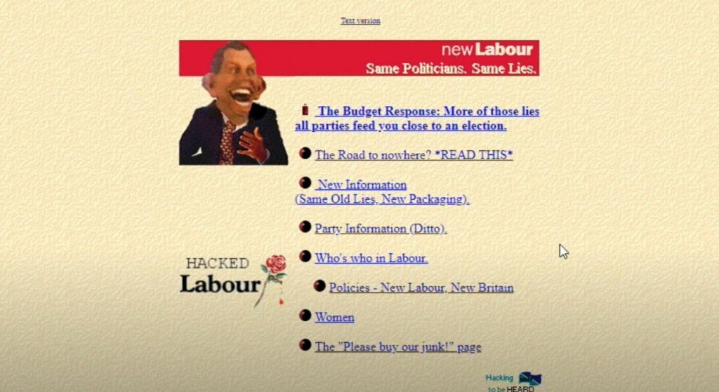 Labour Website Hack 1996