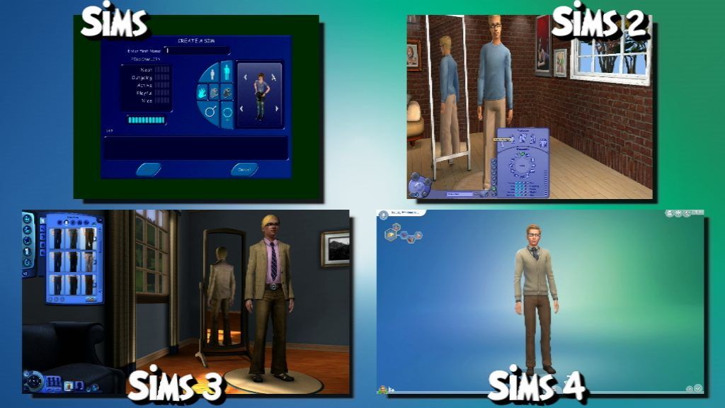 I made the same sim in The Sims 1, 2, 3, and 4! This is my second time  doing this, and I'm still amazed at how far the graphics have come! :  r/thesims