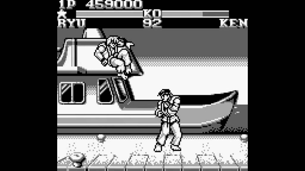 monochome fighting on the Gameboy Street Fighter II