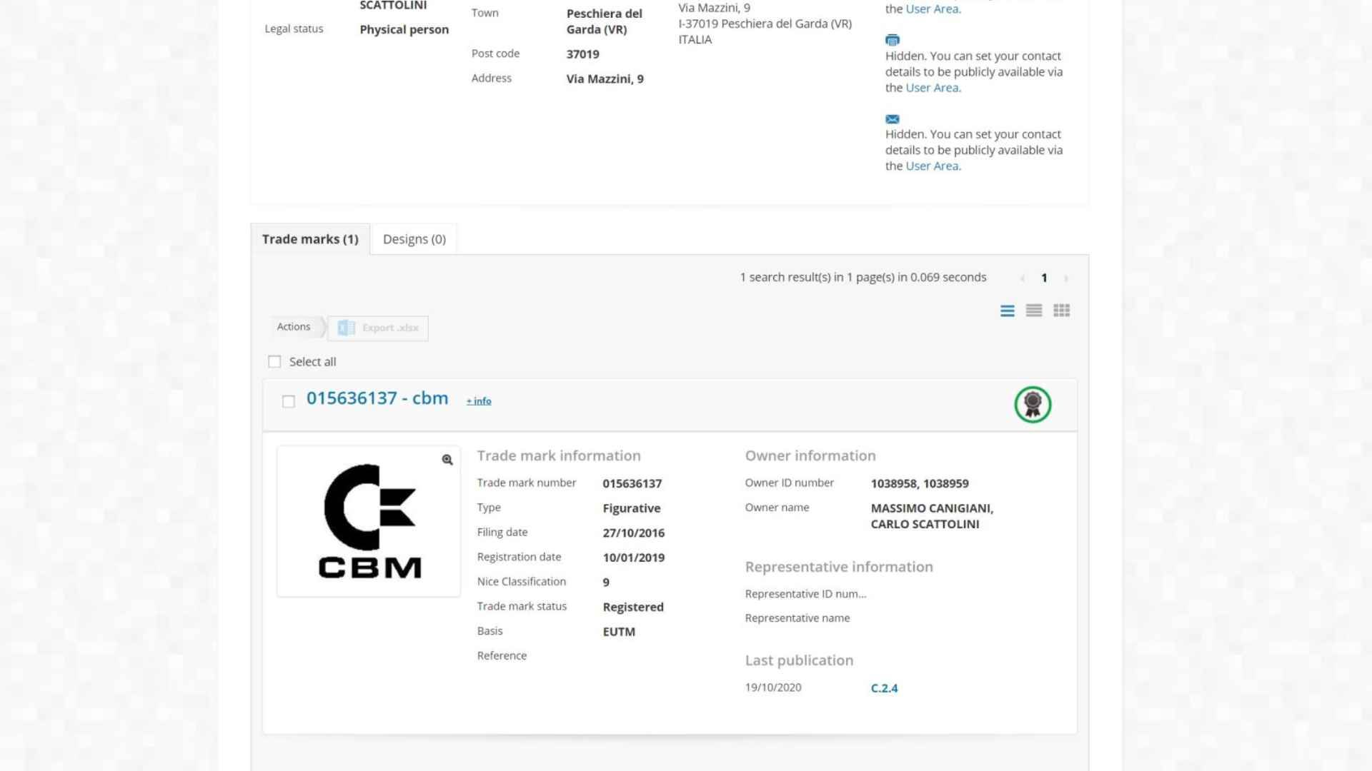 New trademark registration of CBM, with figurative CBM logo