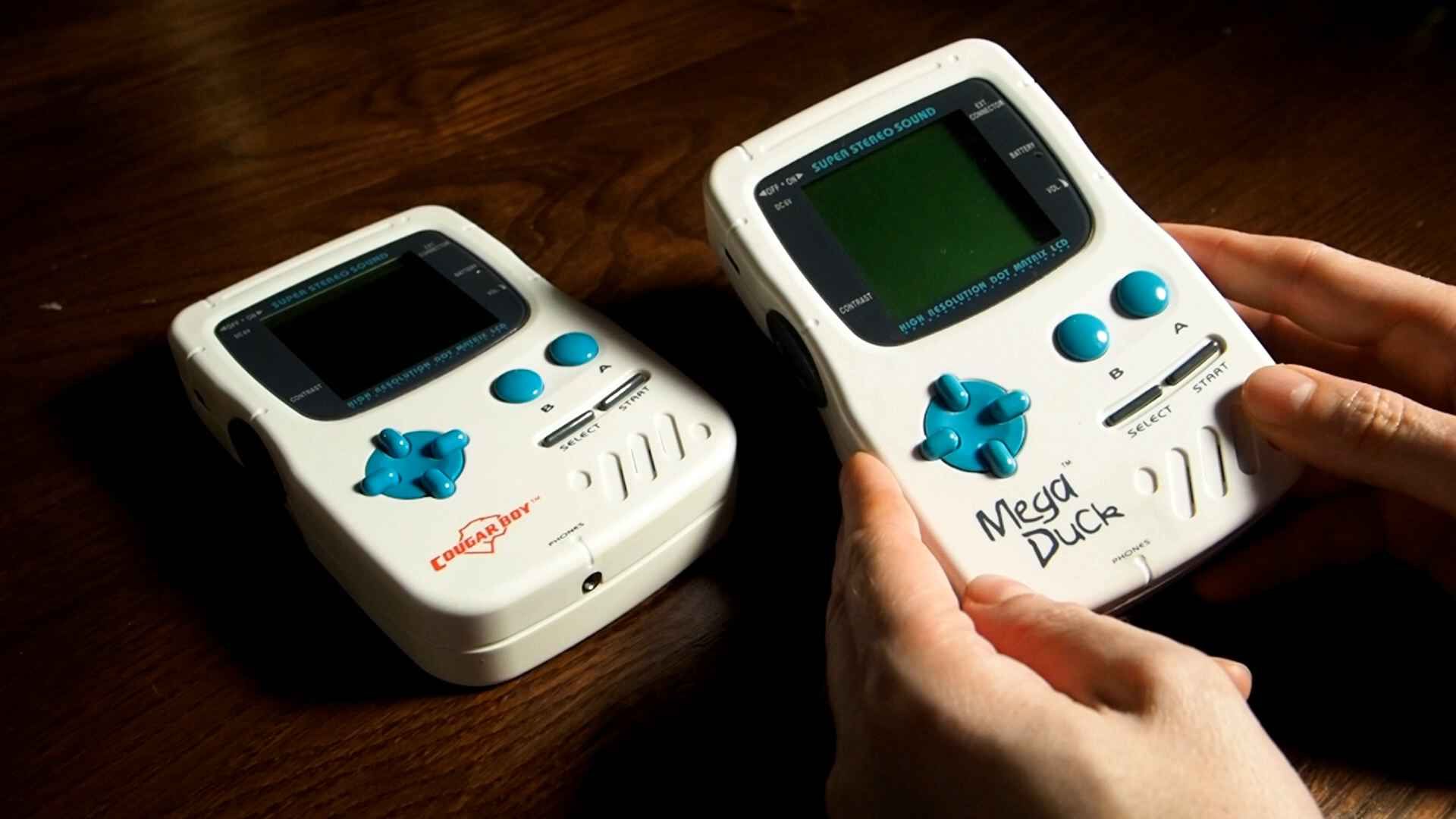 A Mega Duck and a Cougar Boy handheld console