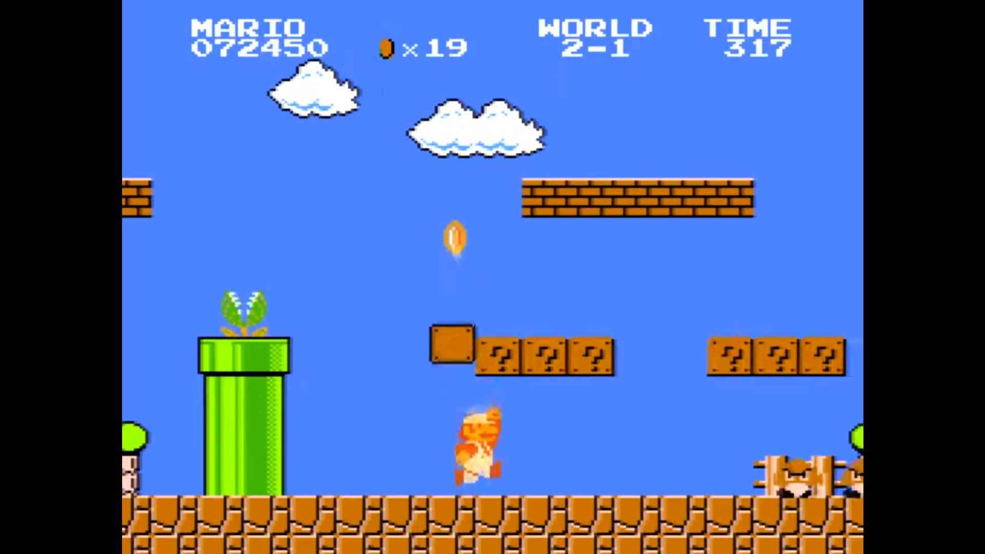 Super Mario Bros 3, level 1, showing the Piranha plant