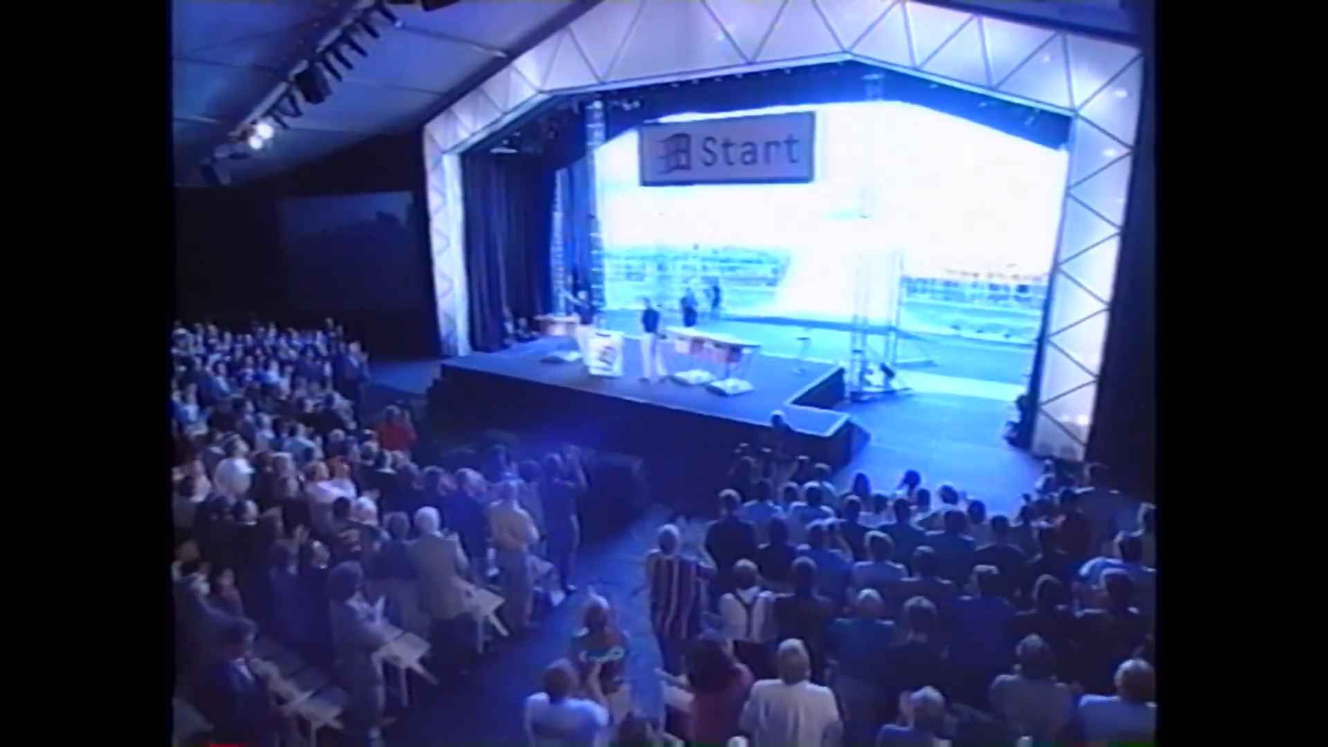 The Launch event stage, revealing the developers outside at the rear