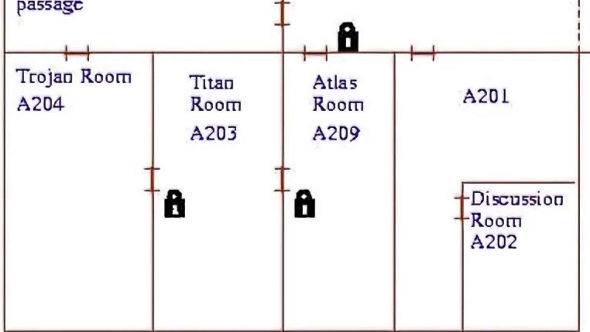 A map showing where the Trojan Room is, adjacent to the Titan Room and Atlas Room.