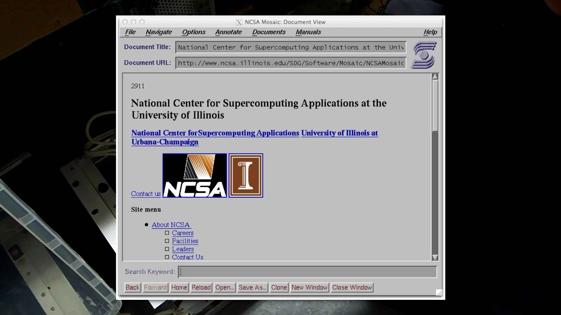 NCSA Mosaic Browser showing images for the first time