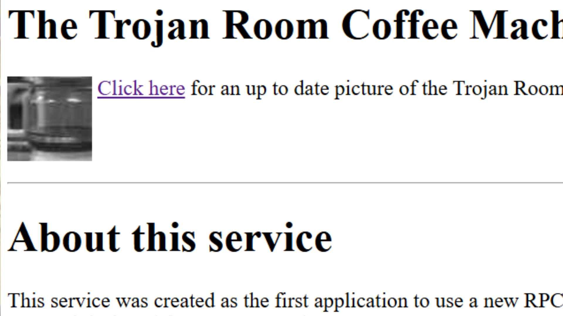 Trojan Room Coffee Machine website closeup