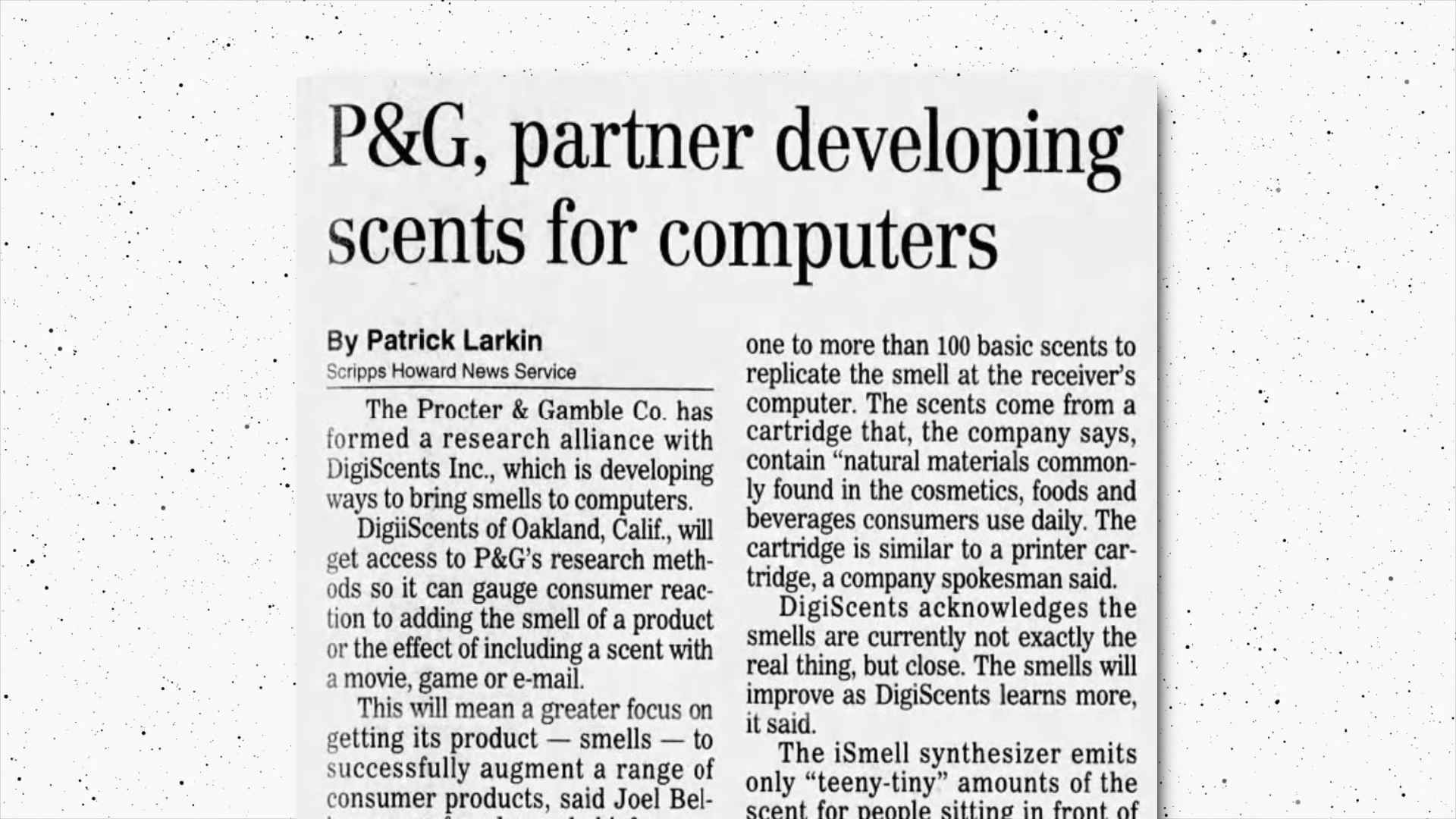 P&G article concerning their deal with DigiScents