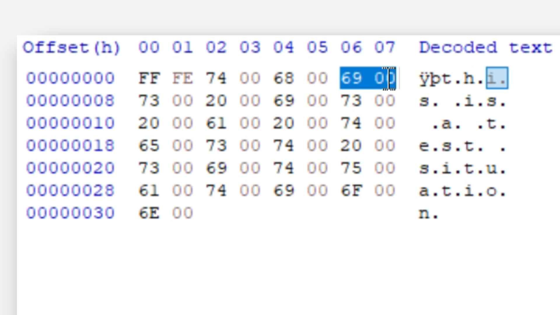 Hex code from the notepad file