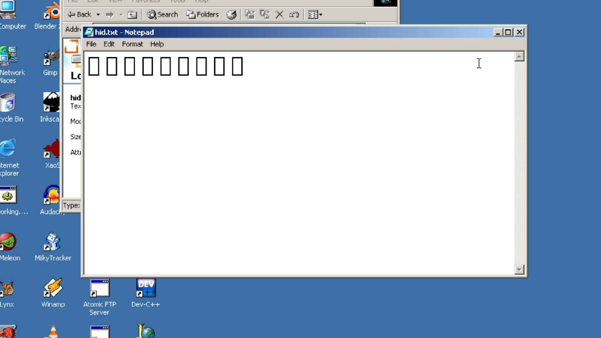 a string of blocks in notepad