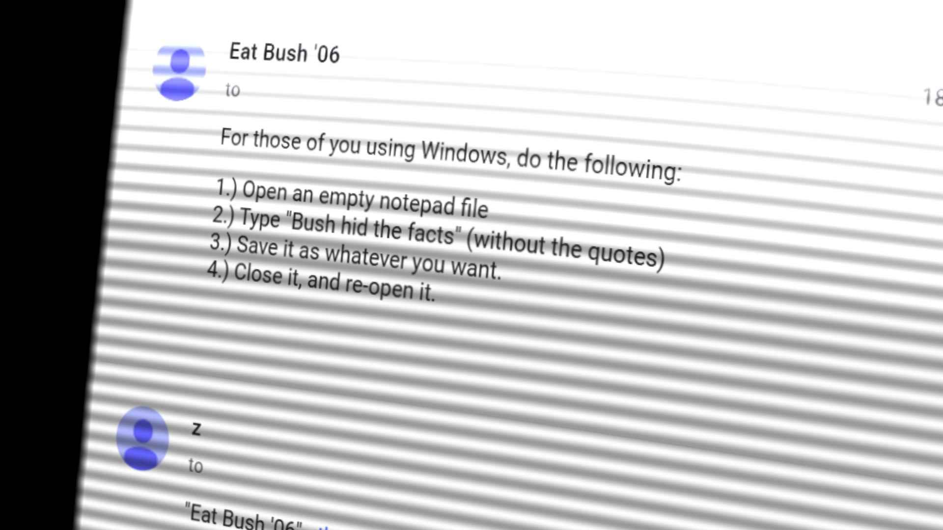 A post about how to replicate "Bush hid the facts" problem