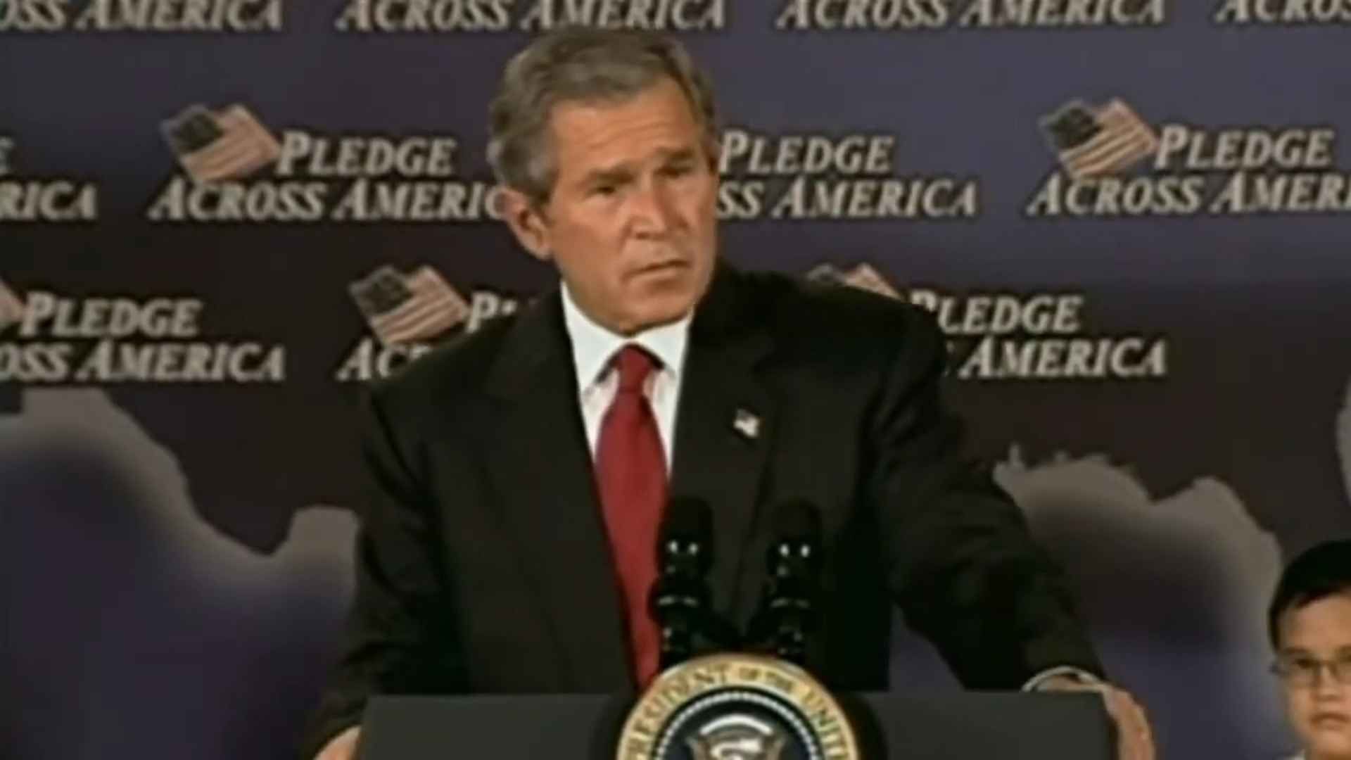 George Bush doing his infamous "fool me once" quote