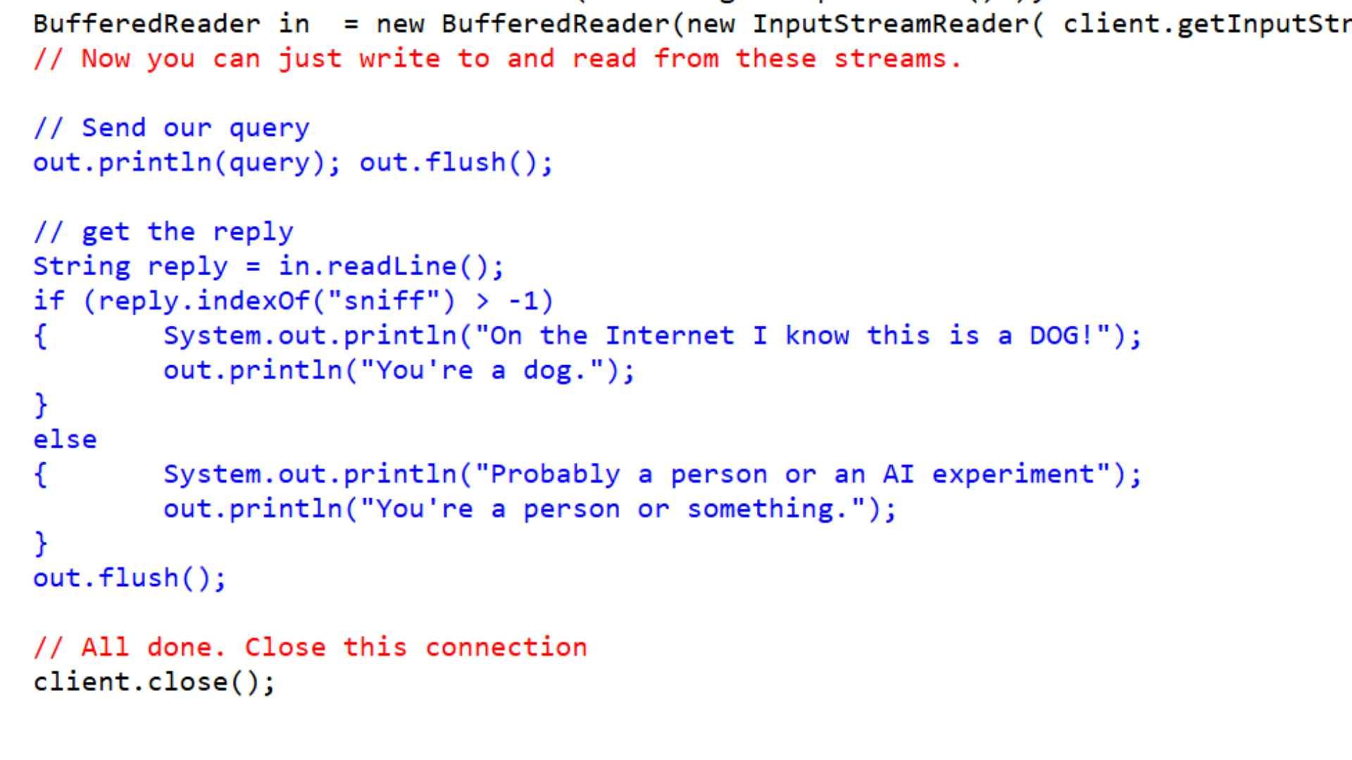 "Simple dog server" code
