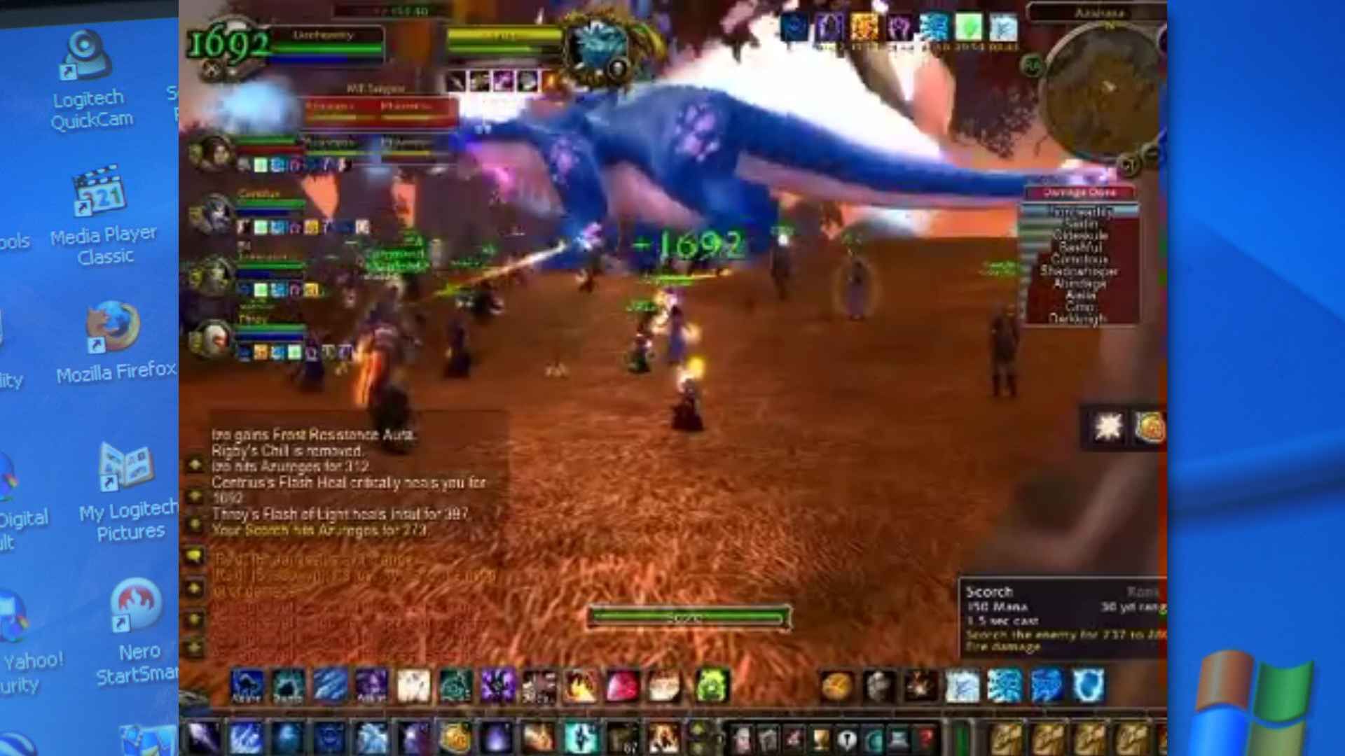 World of Warcraft against a Windows XP desktop