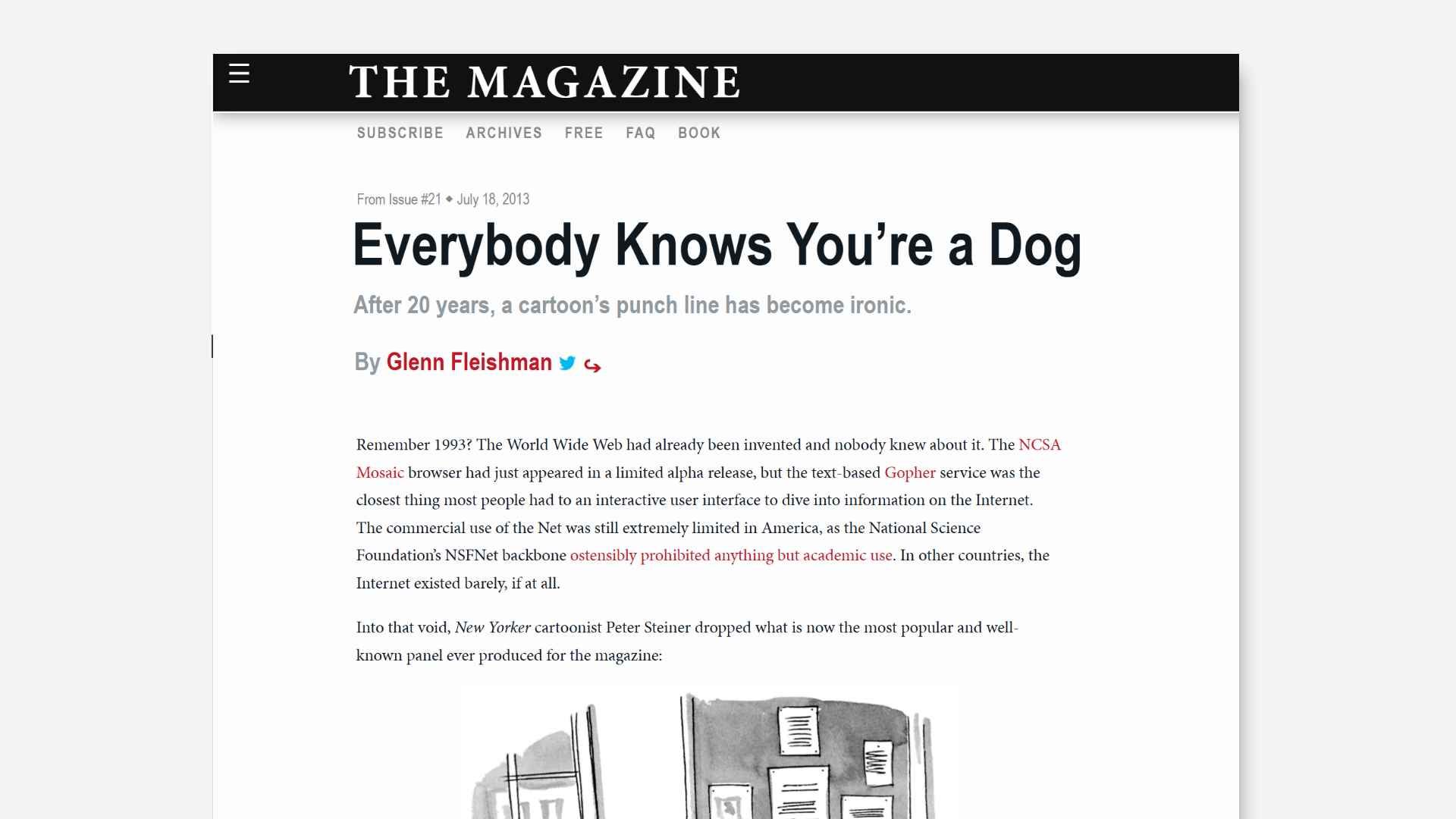 Everybody Knows You're a Dog, The Magazine article