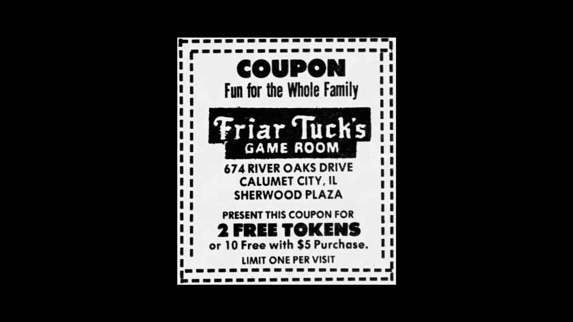 A Friar Tuck's Game Room coupon (poupon)