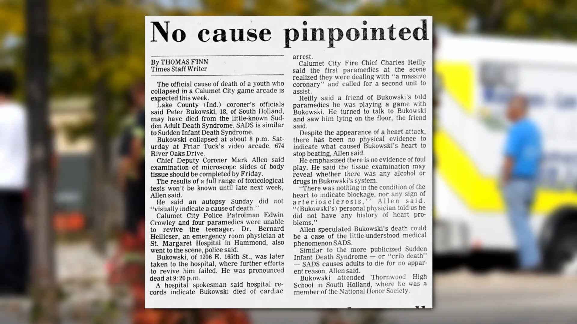 "No cause pinpointed" news story