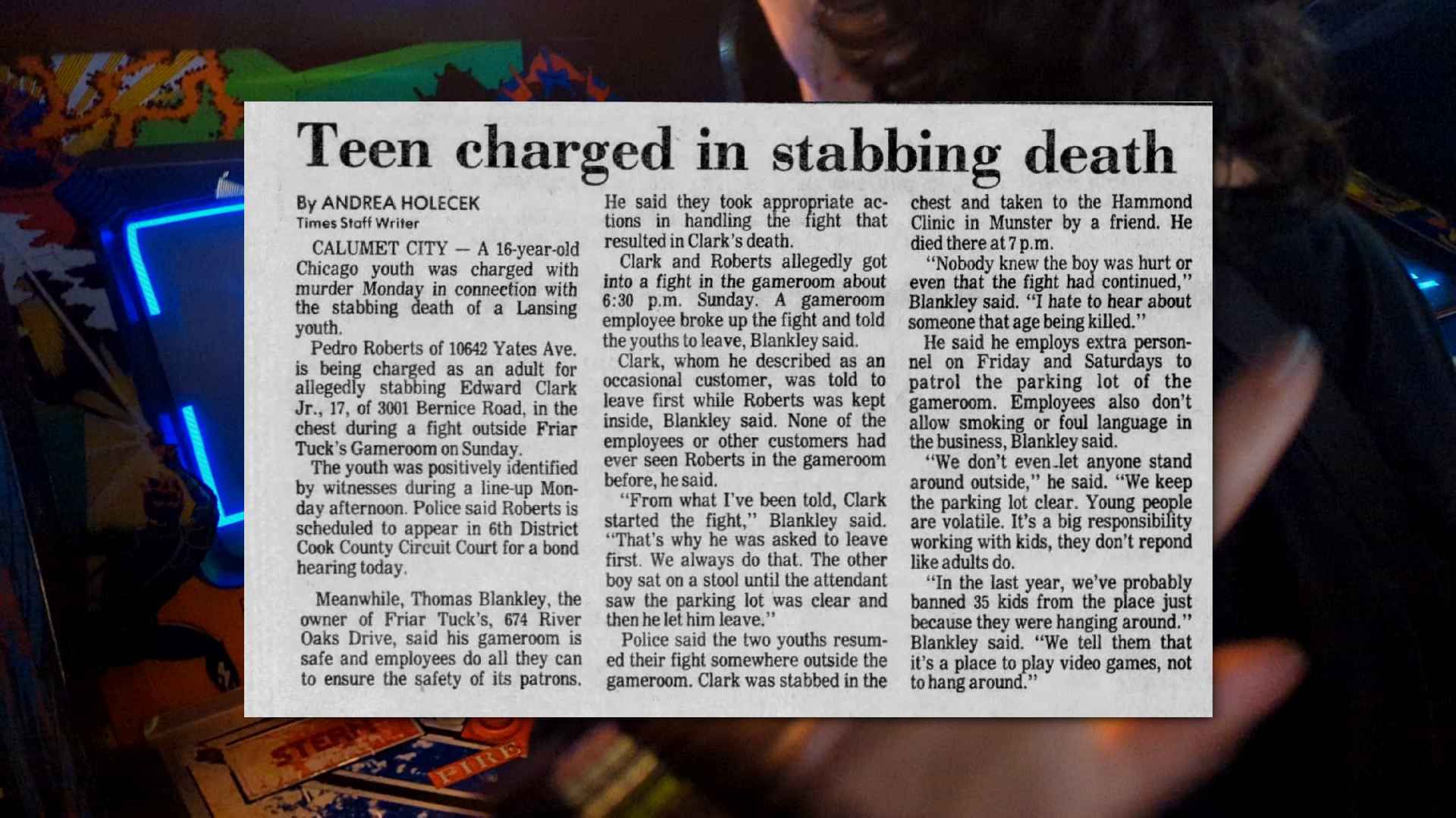 "Teen charged in stabbing death" news article.