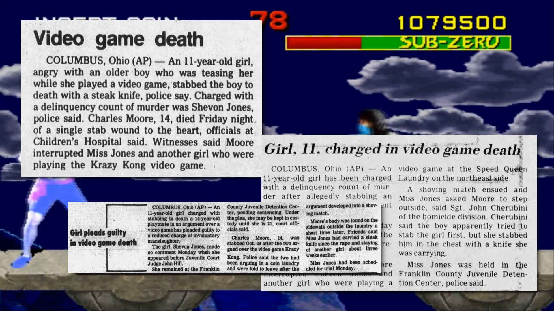 News stories about an 11 year old girl stabbing a boy over Crazy Kong.
