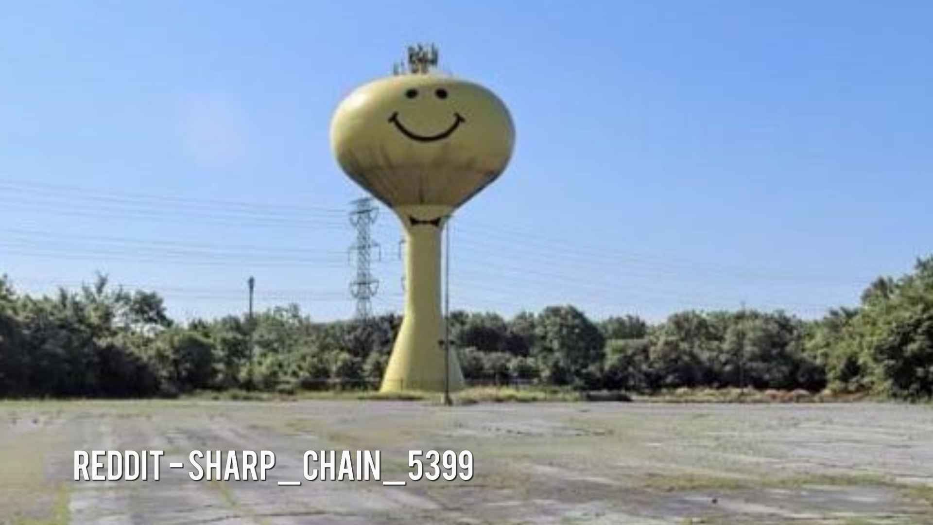 The big yellow water tower in Camulet City that looks like Evil Otto from Berzerk.