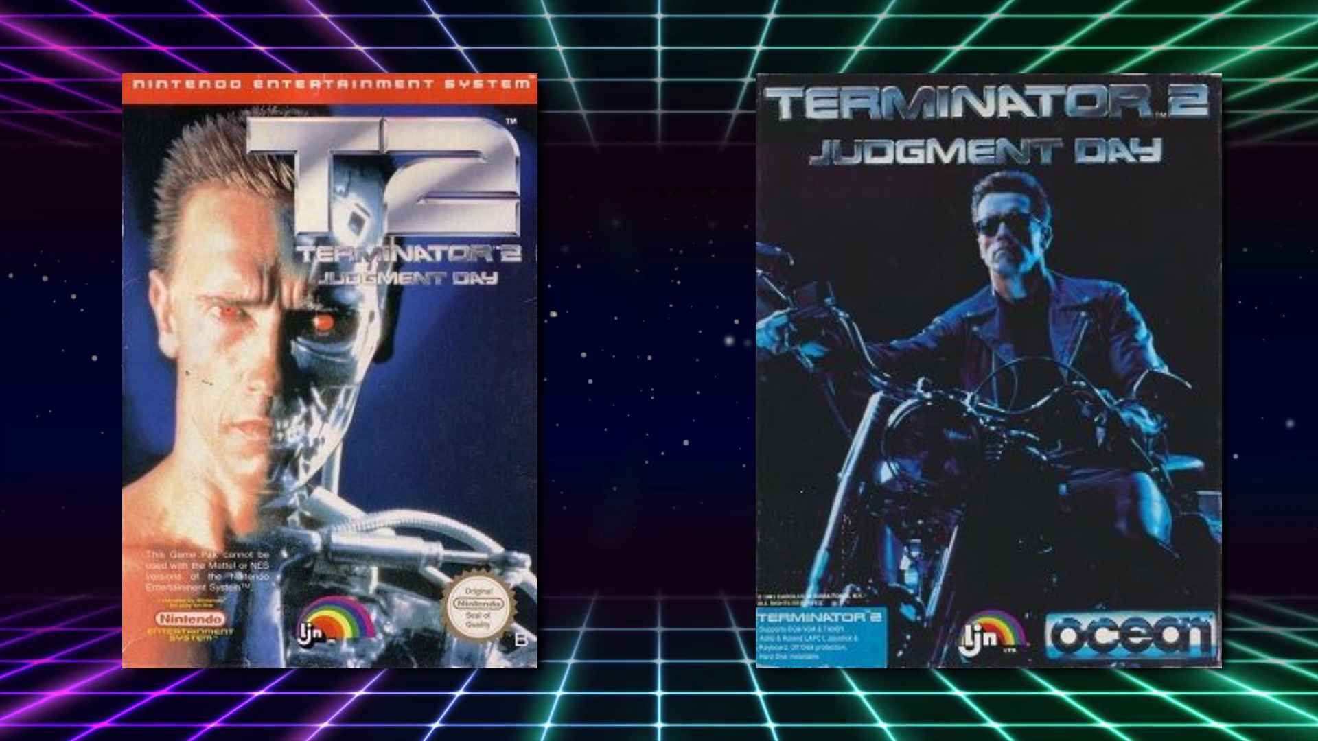 Terminator 2 NES box and a Terminator 2 ZX Spectrum box