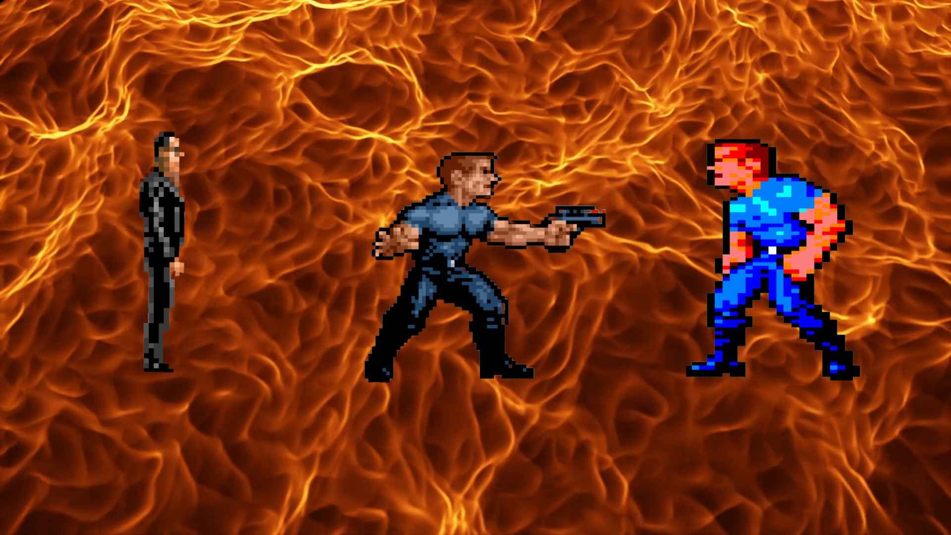 Various Terminator 2 sprites depicting "Arnold"