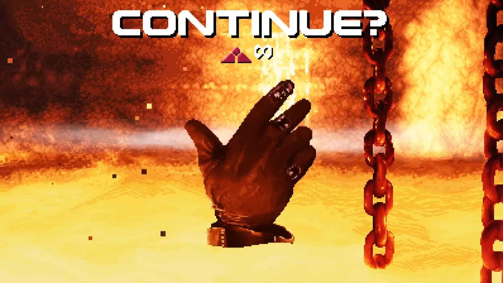 The iconic "Continue" screen on Terminator 2D: No Fate