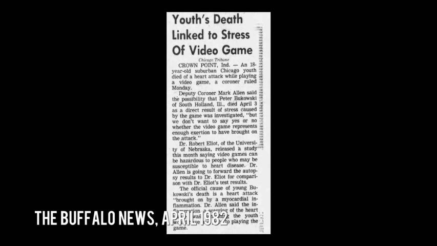 "Youth's Death linked to stress of video game" news article from The Buffalo News in April 1982