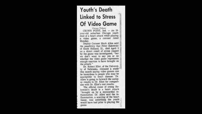 "Youth's death linked to stress of video game" news article