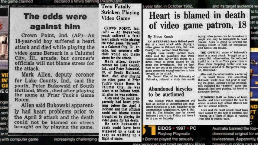 Various news stories about "Teen fatally stricken playing video game"