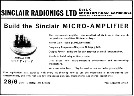 One of Sinclair's first adverts