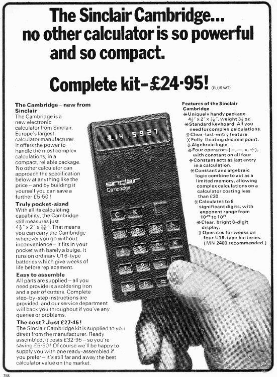 Pocket calculator advert